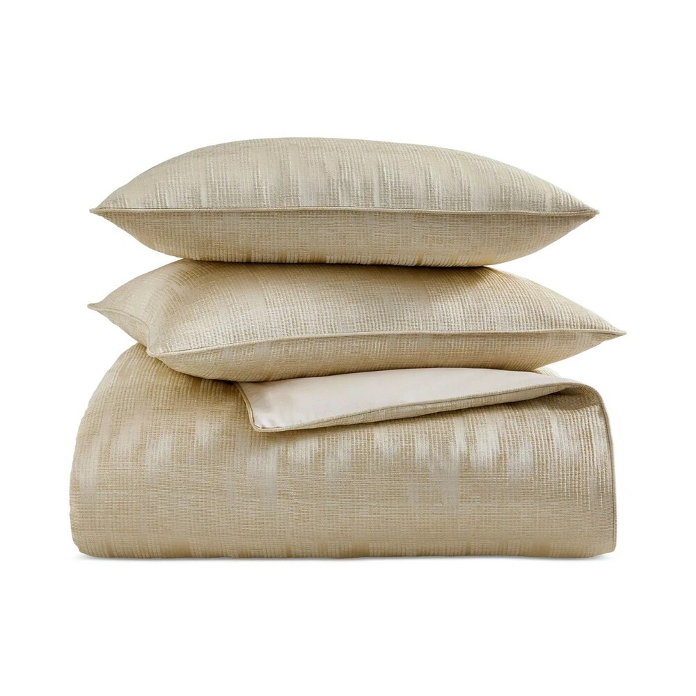 Hotel Collection Gilded Stripe King 3-Piece Duvet Cover Sham Set Gold NWT